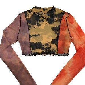 SHEIN Mock Neck Mesh Sheer Long Sleeve Top Size XS